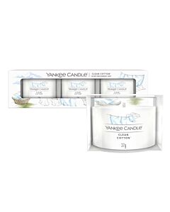 Yankee Candle - 3 Filled Votive Candles - Clean Cotton